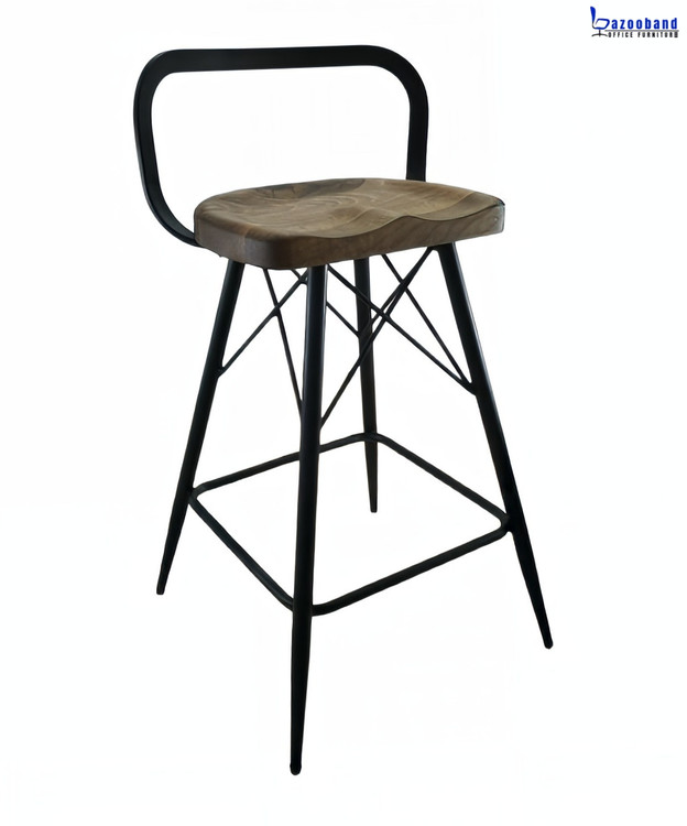 صندلی مدل زیمنس با کف چوبی و پایه فلزی ایفل