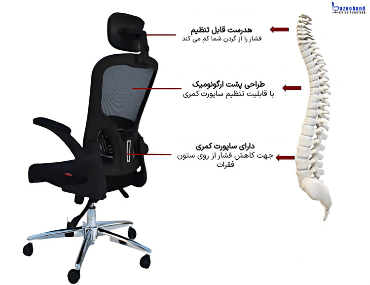 صندلی مدیریتی مدل T880-B دارای زیر زیرسری و کمری قابل تنظیم