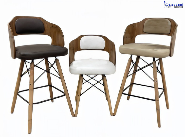 صندلی کانتر چوبی با پایه متنوع کد E807
