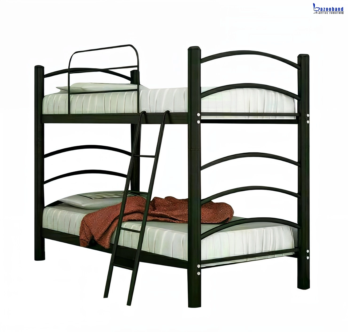تخت خوابگاهی دو طبقه فلزی با حفاظ و نردبان