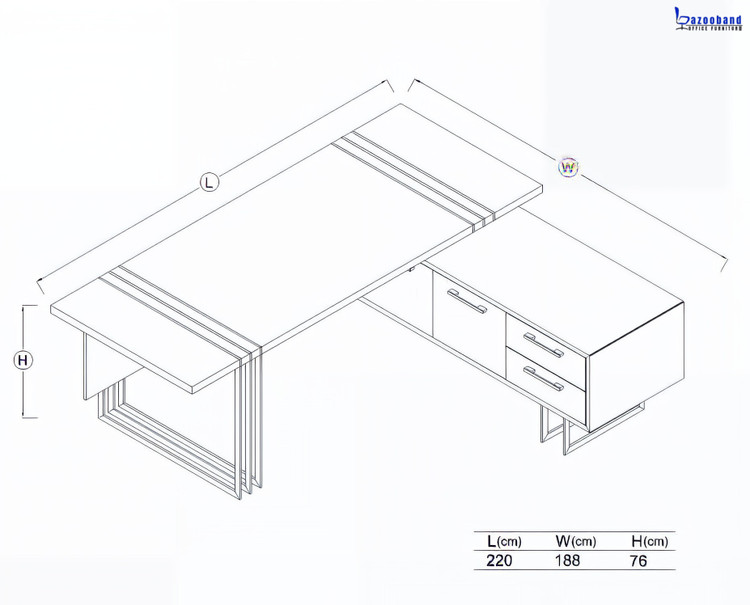 میز مدرن مدیریت اداری کد 1008