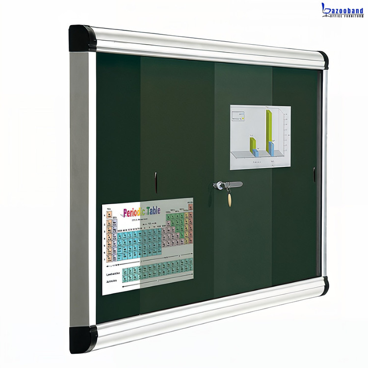 تابلو اعلانات شیشه دار با قفل مرکزی