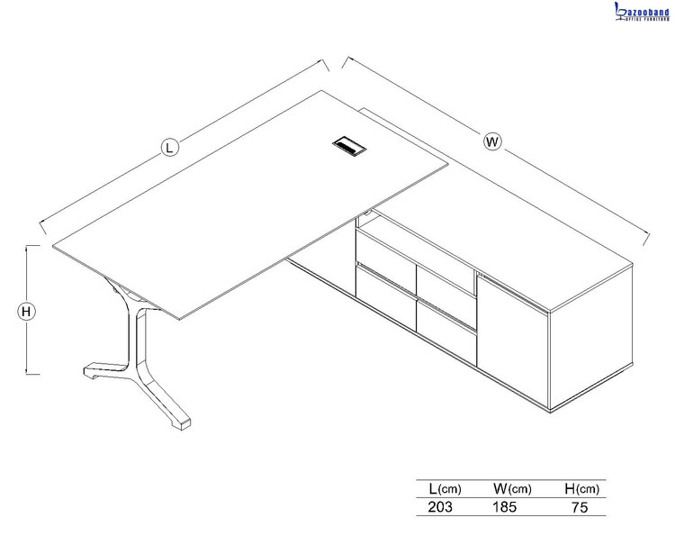 میز مدیریت ترکیب ام دی اف، فلز و آلومینیوم کد 1009