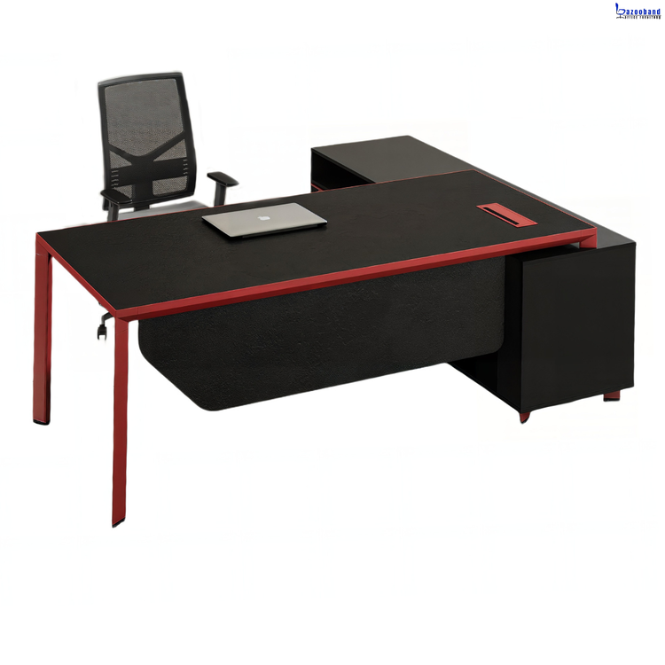 میز مدیریت ام دی اف با فریم آلومینیومی و پایه فلزی کد 129