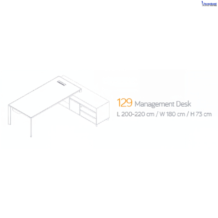 میز مدیریت ام دی اف با فریم آلومینیومی و پایه فلزی کد 129