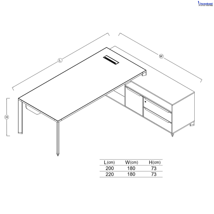 میز مدیریت ام دی اف با فریم آلومینیومی و پایه فلزی کد 129