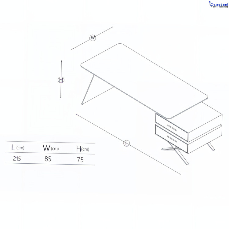 میز مدیریت ترکیب ام دی اف و پایه فلزی کد 1006