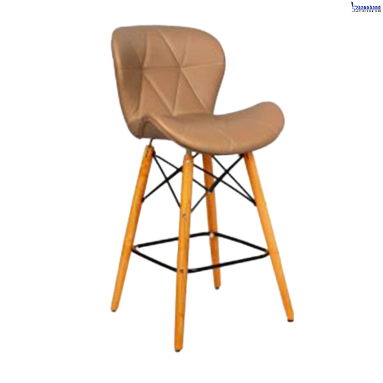 صندلی کانتر طرح زین اسبی با پایه چوبی