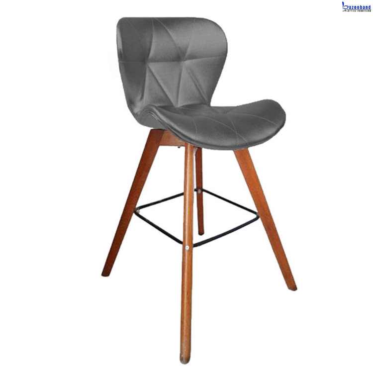 صندلی کانتر طرح زین اسبی با پایه چوبی