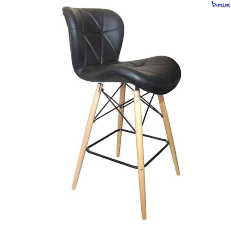 صندلی کانتر طرح زین اسبی با پایه چوبی