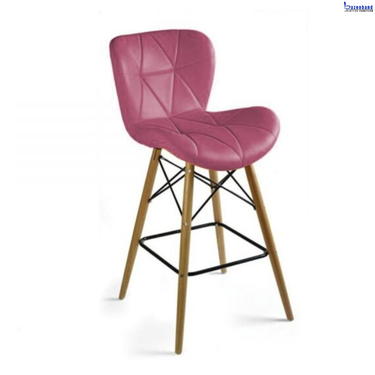 صندلی کانتر طرح زین اسبی با پایه چوبی