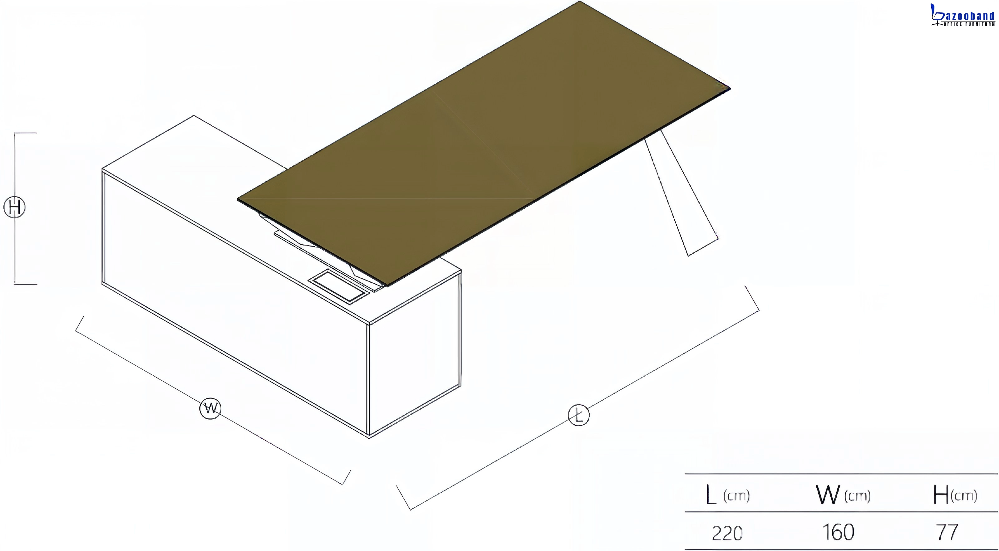 میز مدیریت ترکیب ام دی اف و پایه فلزی کد 1012