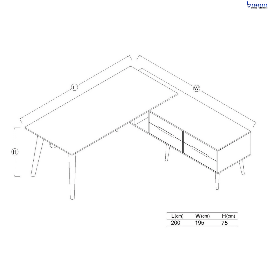 میز مدیریت مدرن با پایه های چوبی کد 1004