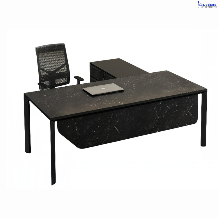 میز مدیریت ترکیب ام دی اف با فریم آلومینیومی و پایه فلزی کد 128