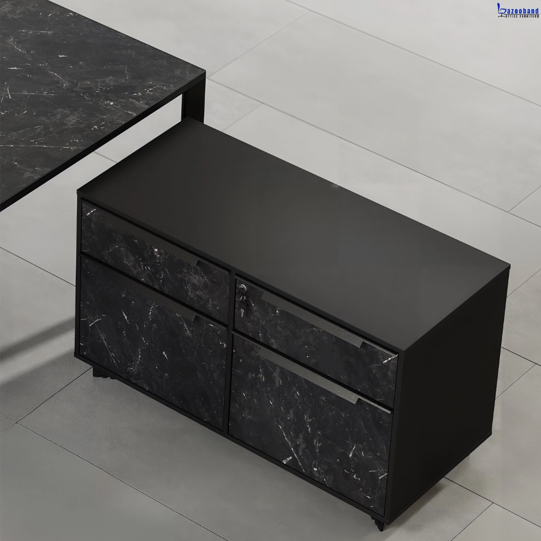 میز مدیریت ترکیب ام دی اف با فریم آلومینیومی و پایه فلزی کد 128