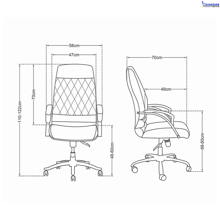 صندلی کارشناسی چرخدار ۳۶۰ درجه با کد T04A