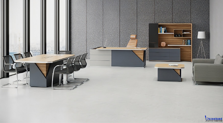 میز مدیریت مدرن با پایه های چوبی کد 147