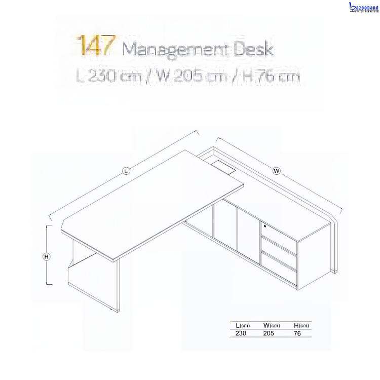 میز مدیریت مدرن پایه چوبی کد 147