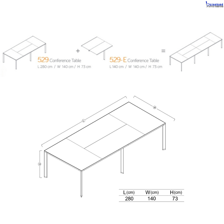 میز کنفرانس ام دی اف و فریم آلومینیومی کد 529