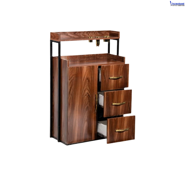 ترولی کنار آینه آرایشگاهی چوبی فلزی کد 2061