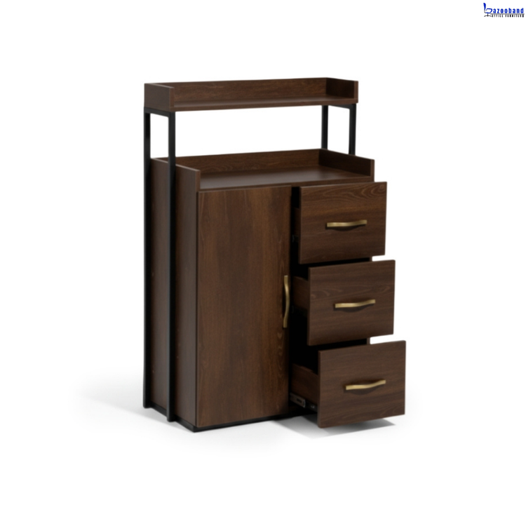 ترولی کنار آینه آرایشگاهی چوبی فلزی کد 2061