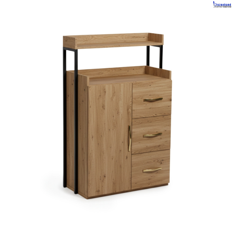 ترولی کنار آینه آرایشگاهی چوبی فلزی کد 2061