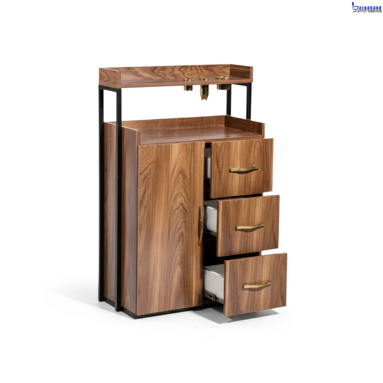 ترولی کنار آینه آرایشگاهی چوبی فلزی کد 2061