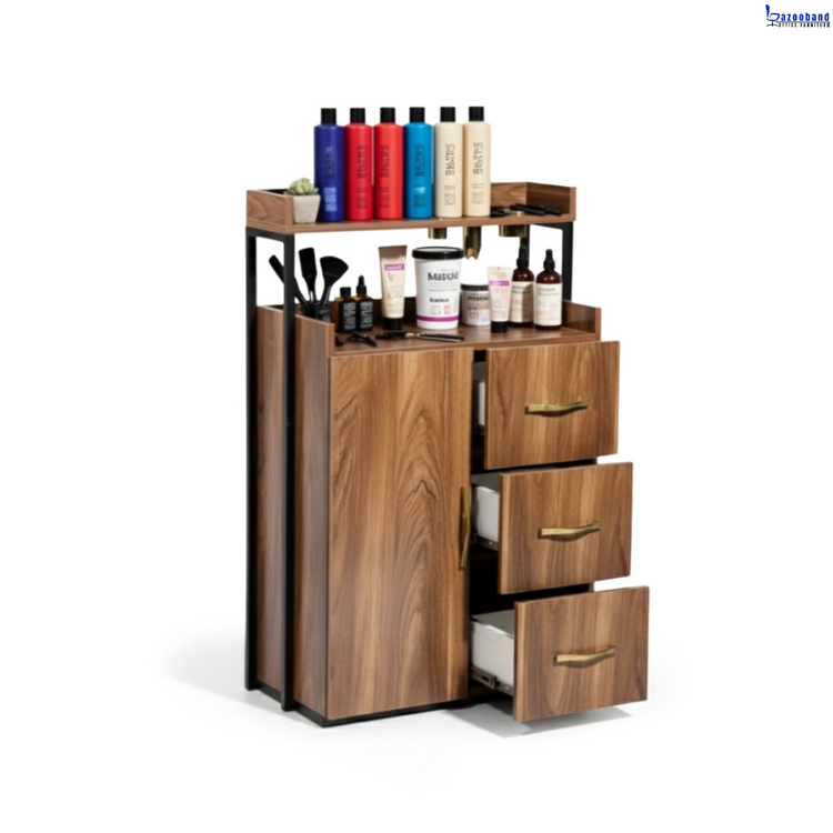 ترولی کنار آینه آرایشگاهی چوبی فلزی کد 2061