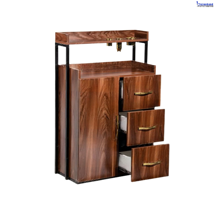 ترولی کنار آینه آرایشگاهی چوبی فلزی کد 2061