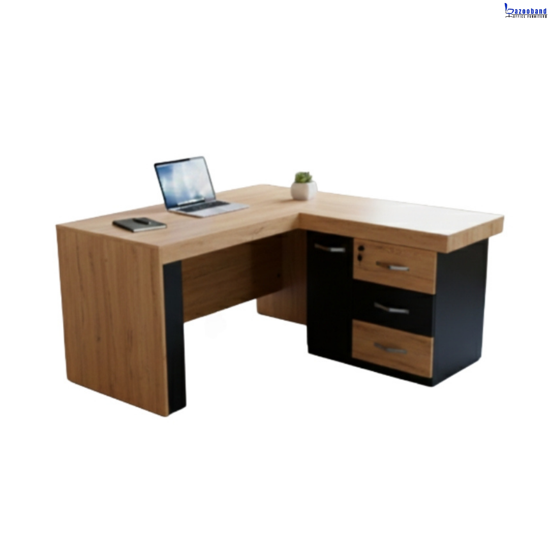 میز اداری با ال همسطح و پایه باکسی مقاوم