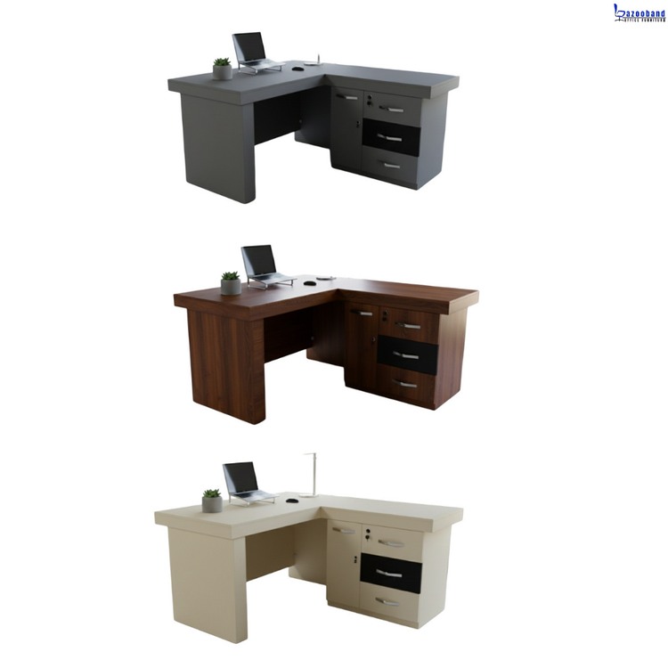 میز اداری با ال همسطح و پایه باکسی مقاوم