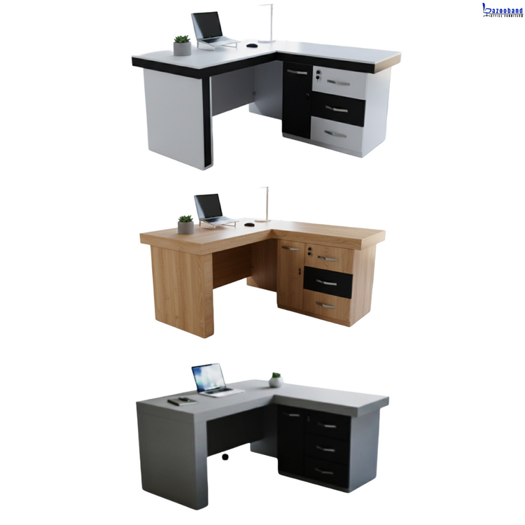 میز اداری با ال همسطح و پایه باکسی مقاوم