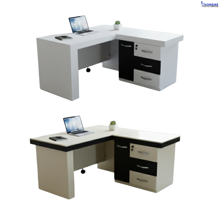 میز اداری با ال همسطح و پایه باکسی مقاوم