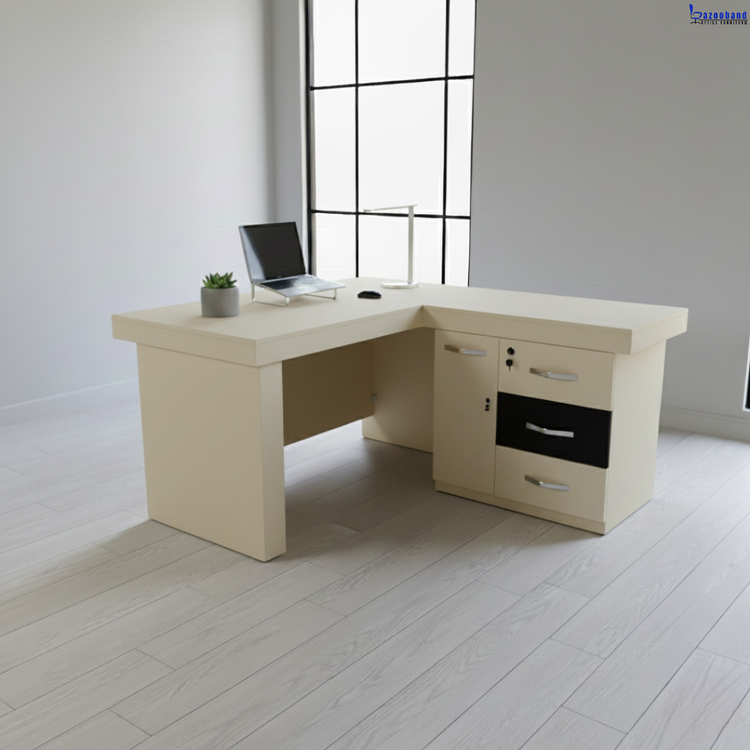 میز اداری با ال همسطح و پایه باکسی مقاوم