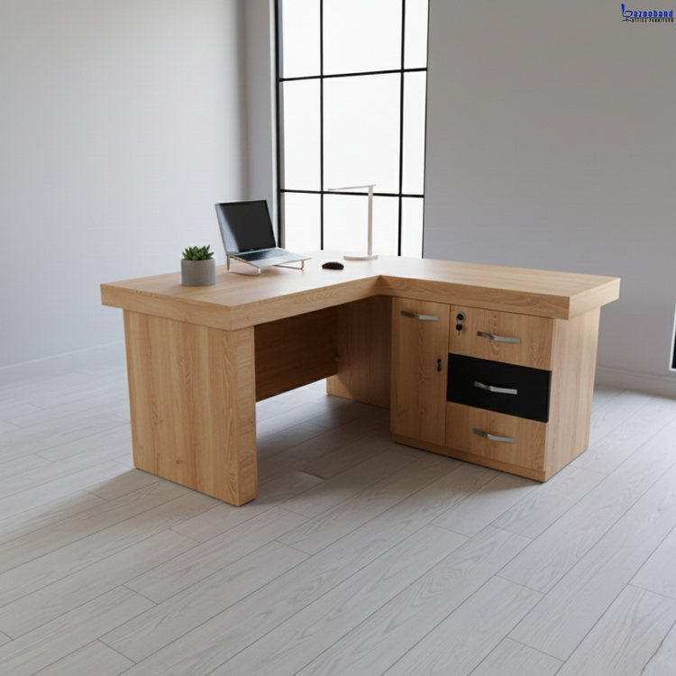 میز اداری با ال همسطح و پایه باکسی مقاوم