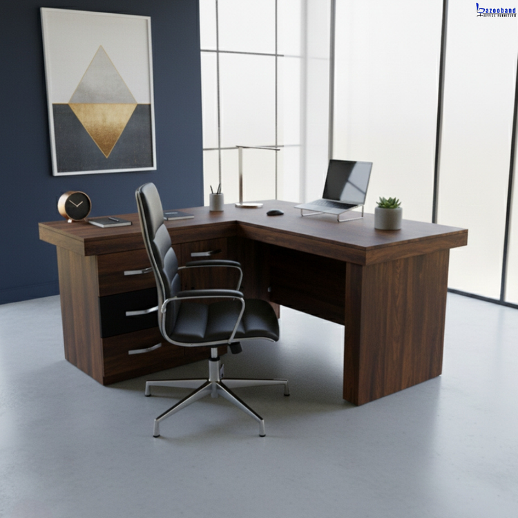 میز اداری با ال همسطح و پایه باکسی مقاوم